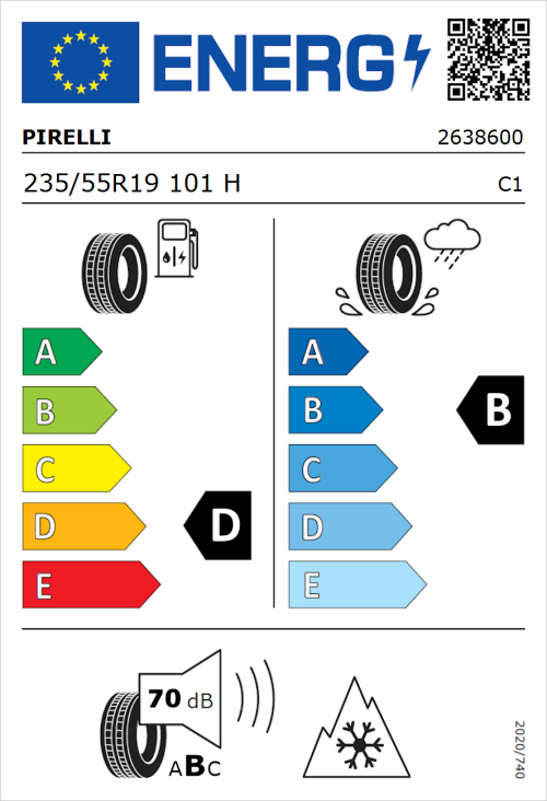 Tyre Label for Pirelli Scorpion Winter 235/55R19 101H
