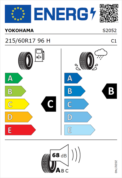 Tyre Label for Yokohama BluEarth-Es ES32 215/60R17 96H